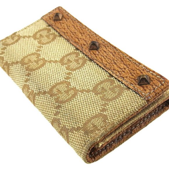 Authentic Used  GUCCI Key Case GG Canvas Beige Canvas ~ Leather - Picture 3 of 8